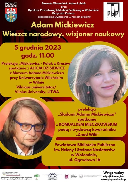 Specjalny gość, który przybywa do nas z Litwy - Alicja Dzisiewicz. Podczas spotkania wystąpi także znany pisarz i poeta Romuald Mieczkowski.