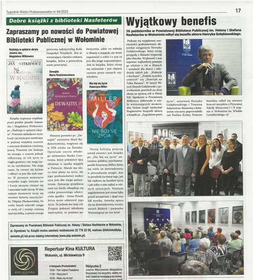 Piszą o nas w prasie w Wieści Podwarszawskie pt. „Wyjątkowy benefis