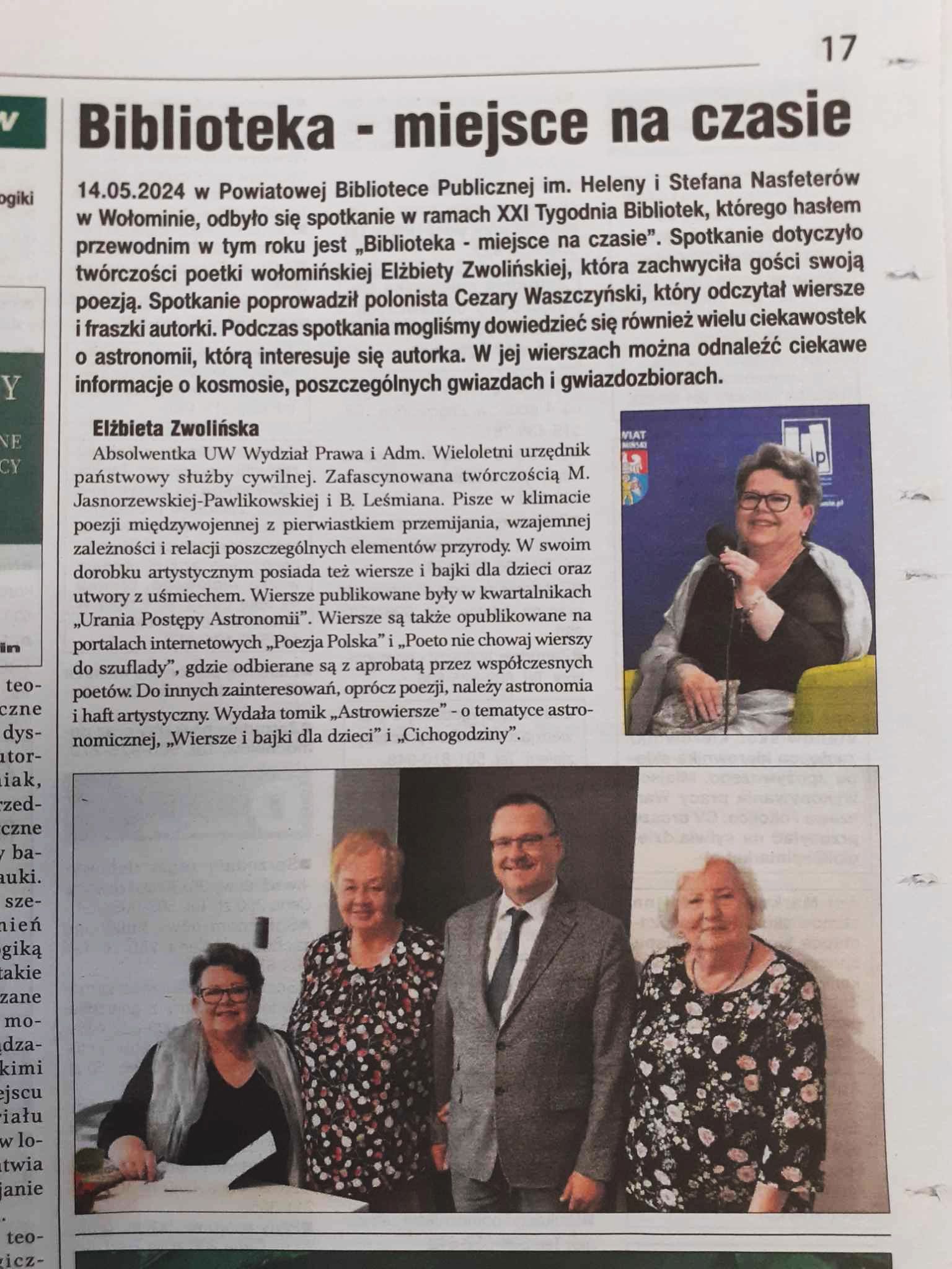 Piszą o nas w dzisiejszych Wieściach Podwarszawskich 29.05.2024.